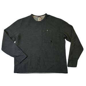 Relwen mens 2XL XXL gray micro waffle crewneck cotton pullover sweatshirt